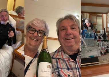 ავსტრალიელმა წყვილმა გემზე, რომელზეც კარანტინია გამოცხადებული,  ღვინო დრონით შეუკვეთა