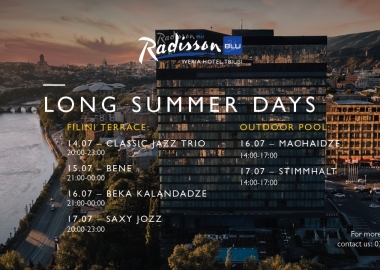 ცოცხალი მუსიკა მთელი ზაფხული - „რადისონ ბლუ ივერიას” საზაფხულო პროგრამა ქალაქის ცენტრში